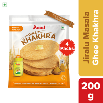 Amul Ghee Khakhra (Jiralu Masala), 200 g | Pack of 4 Amul Ghee Khakhra (Jiralu Masala), 200 g | Pack of 4