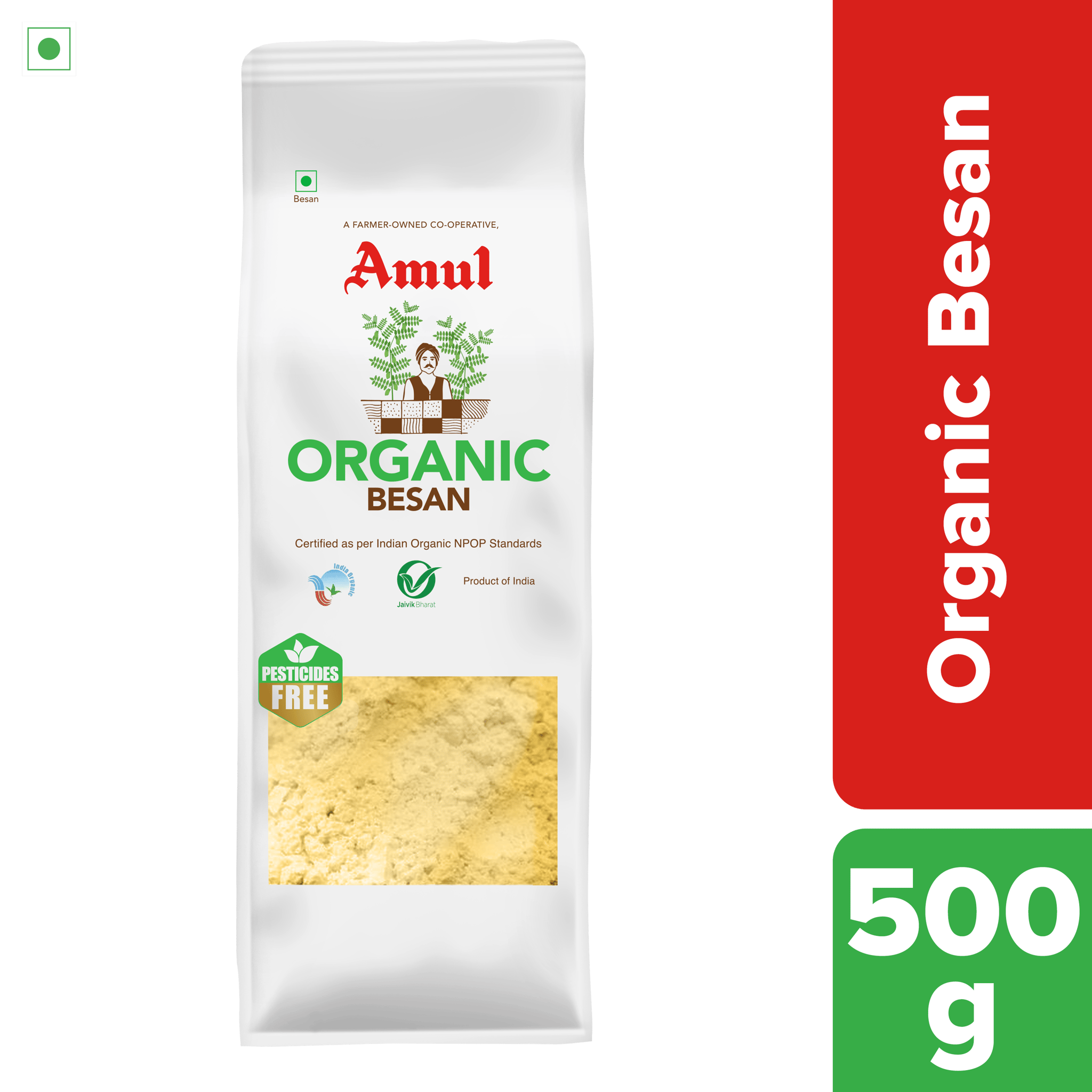 Amul Organic Besan, 500 g