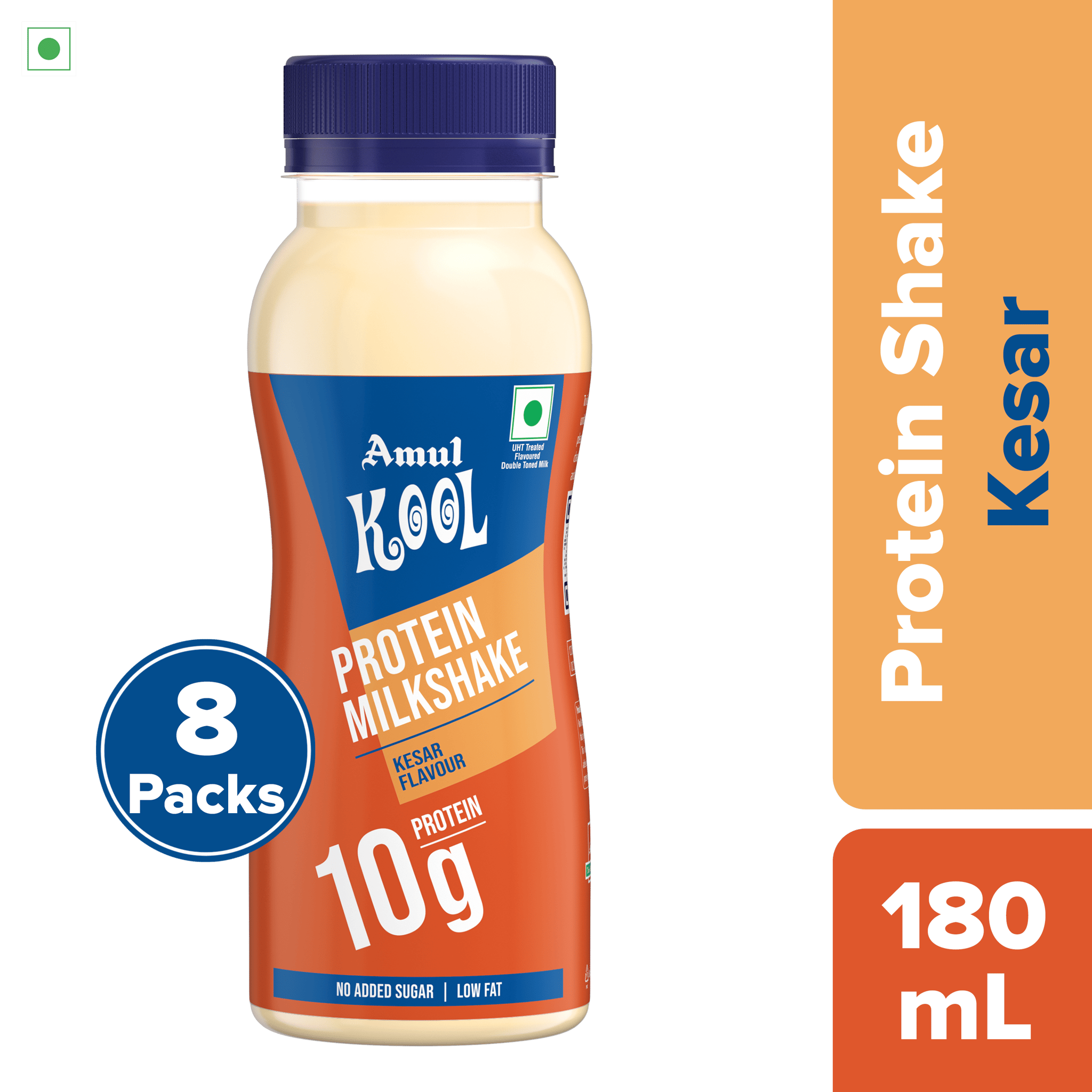 Amul Kool Protein Milkshake | Kesar, 180 mL | Pack of 8