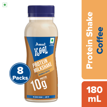 Amul Kool Protein Milkshake | Arabica Coffee, 180 mL | Pack of 8