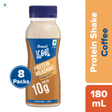 Amul Kool Protein Milkshake | Arabica Coffee, 180 mL | Pack of 8
