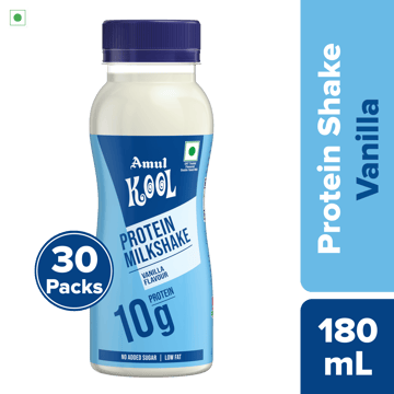 Amul Kool Protein Milkshake | Vanilla, 180 mL | Pack of 30