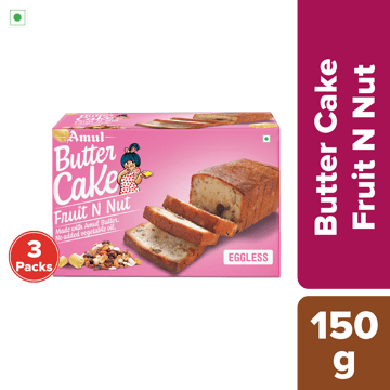 Amul Butter Cake Fruit N Nut , 150 g | Pack of 3