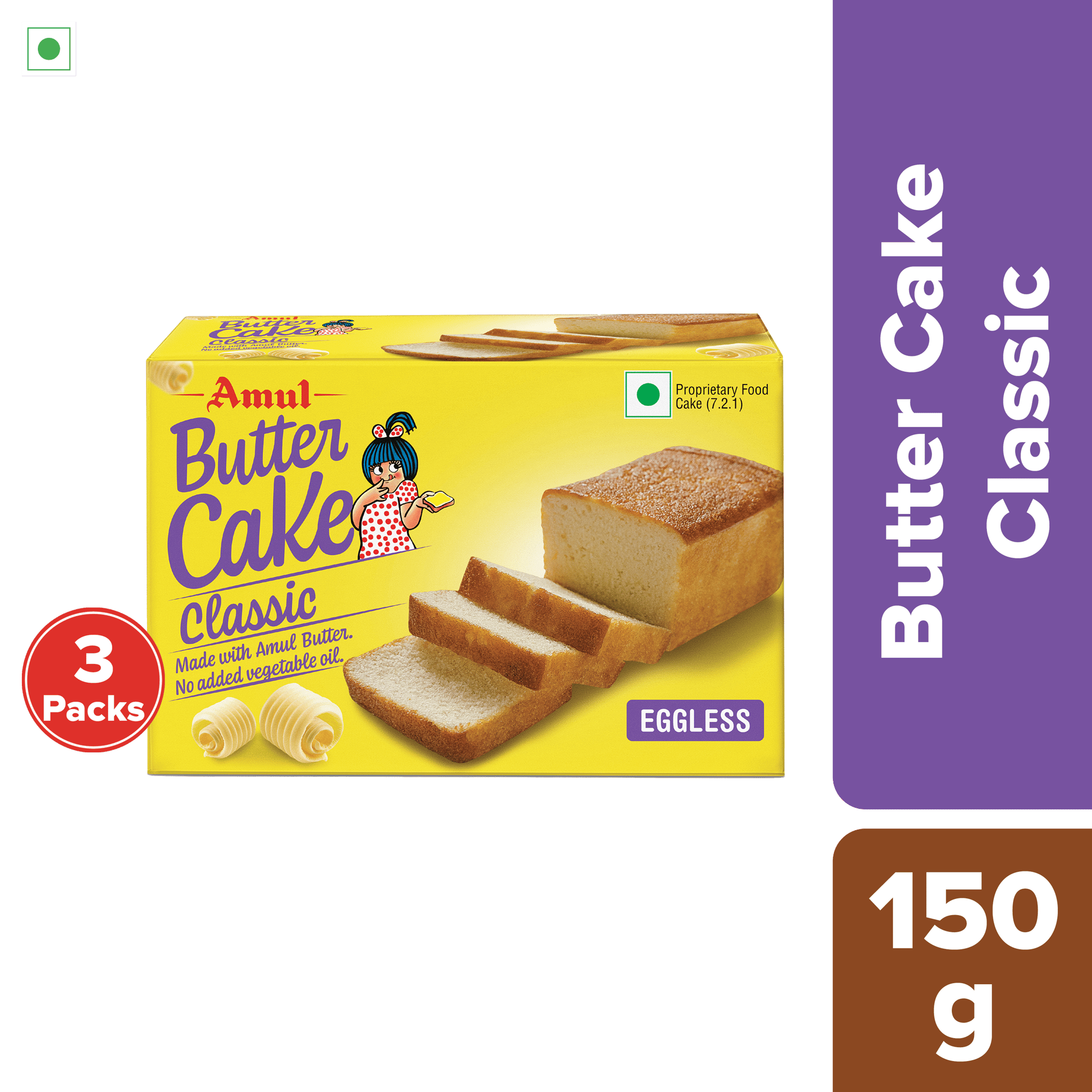 Amul Butter Cake Classic, 150 g | Pack of 3
