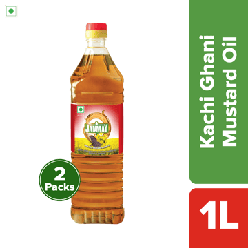 Janmay Kachi Ghani Mustard Oil Bottle, 1 L | Pack of 2 Janmay Kachi Ghani Mustard Oil Bottle, 1 L | Pack of 2