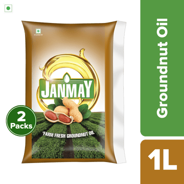 Janmay Groundnut  Oil Pouch, 1 L | Pack of 2