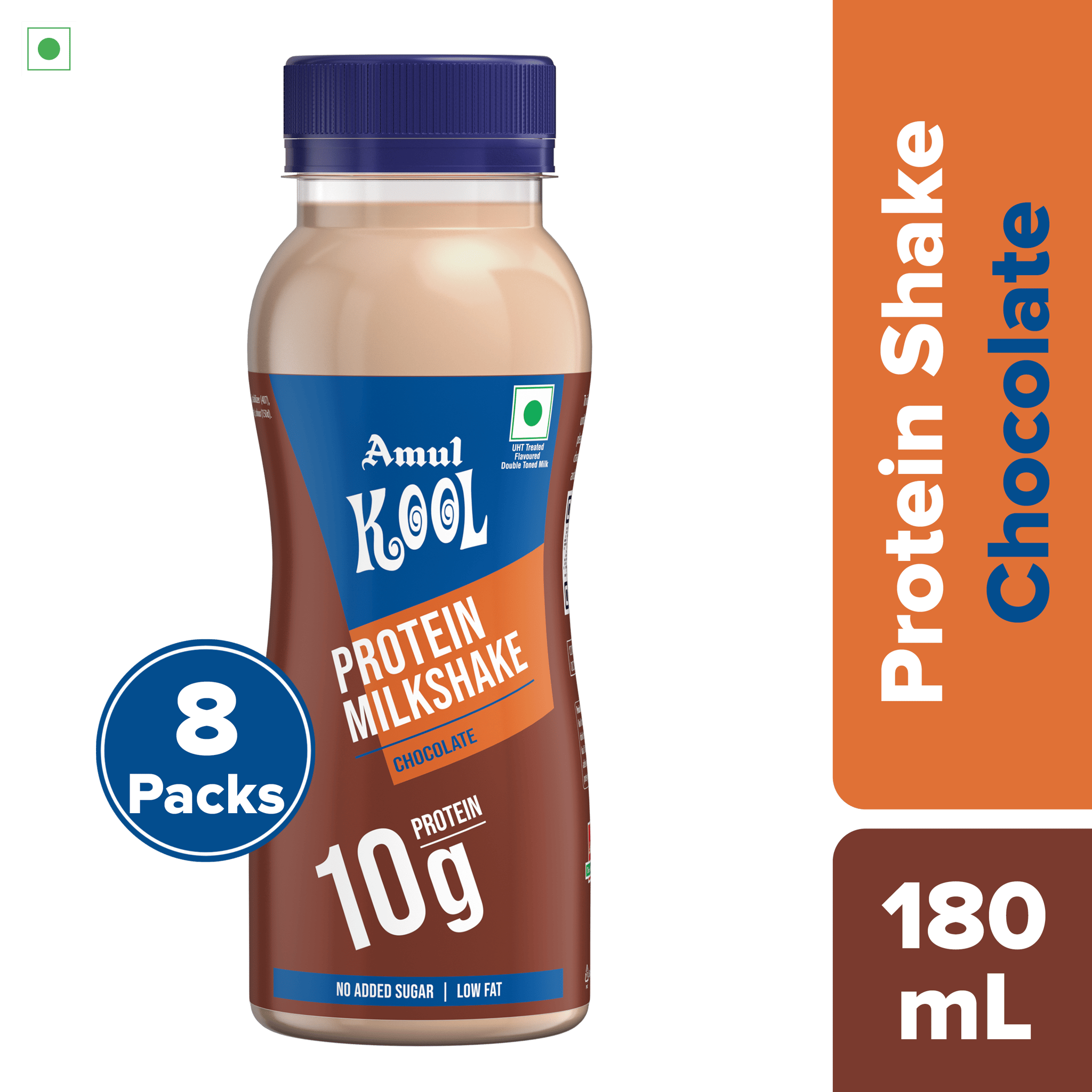 Amul Kool Protein Milkshake | Chocolate, 180 mL | Pack of 8