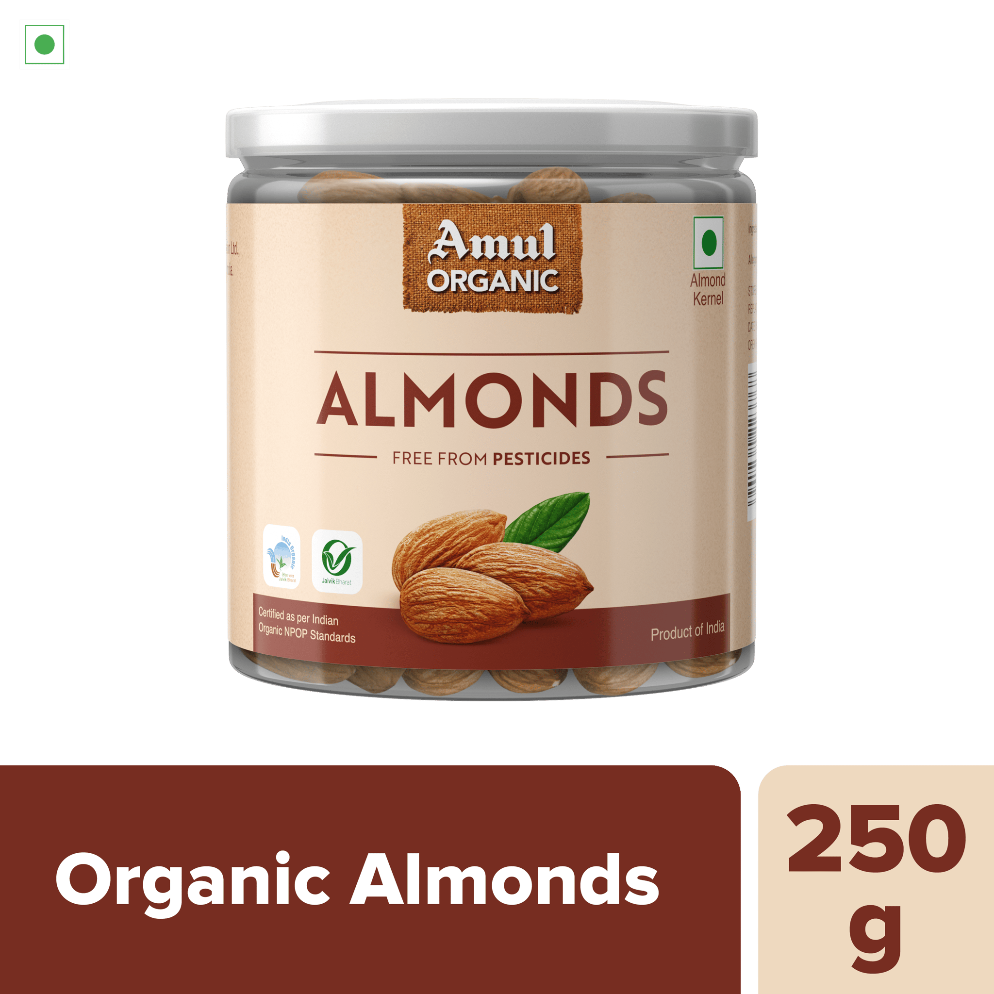 Amul Organic Almonds, 250 g