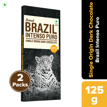 Amul Brazil Origin Dark Chocolate, 125 g | Pack of 2