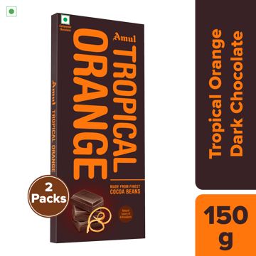 Amul Tropical Orange 55% Dark, 150 g | Pack of 2 Amul Tropical Orange 55% Dark, 150 g | Pack of 2
