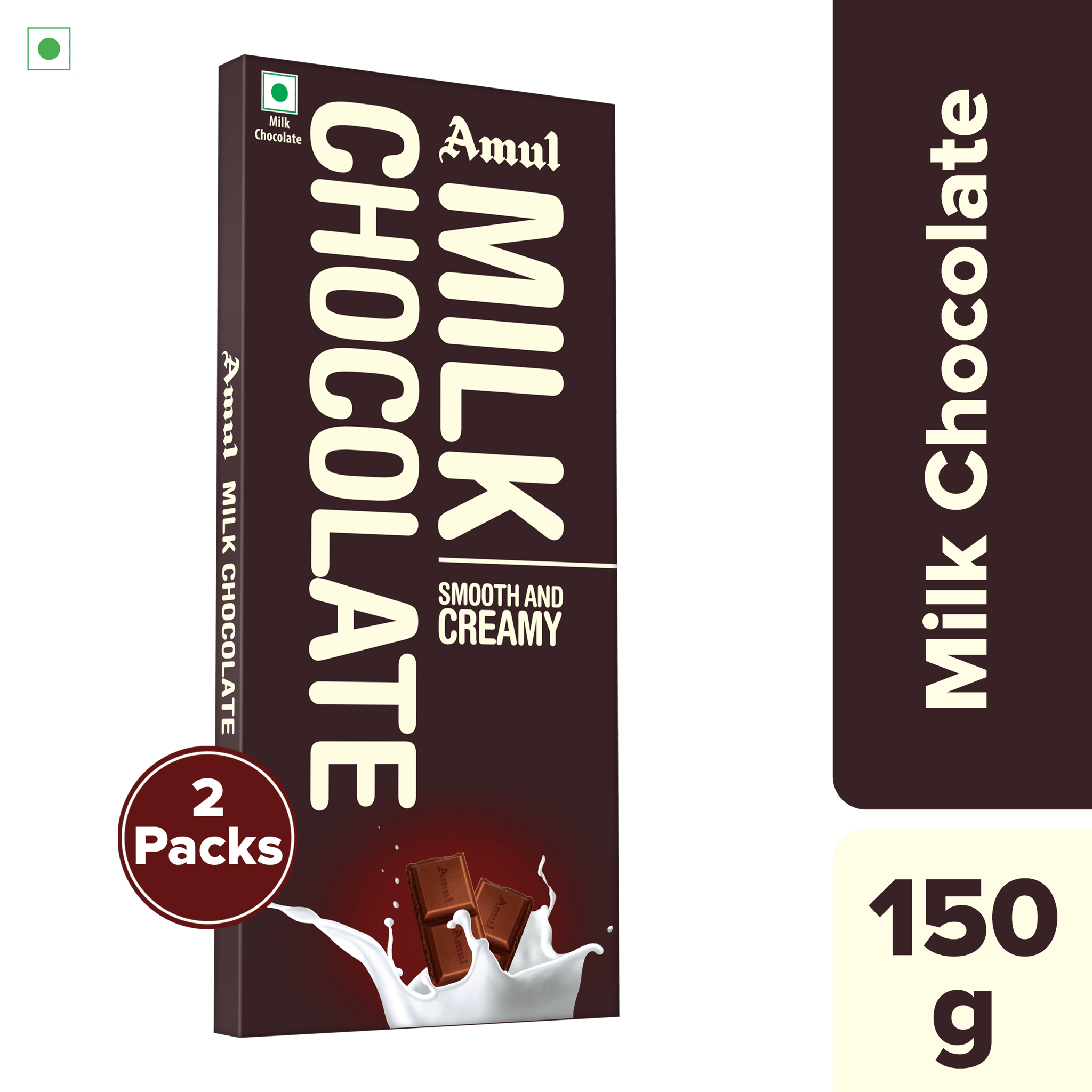 Amul Milk Chocolate, 150 g | Pack of 2