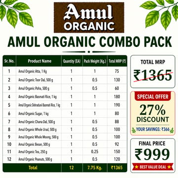Amul Organic Combo Pack, 7.75 kg | 12 Products Amul Organic Combo Pack, 7.75 kg | 12 Products
