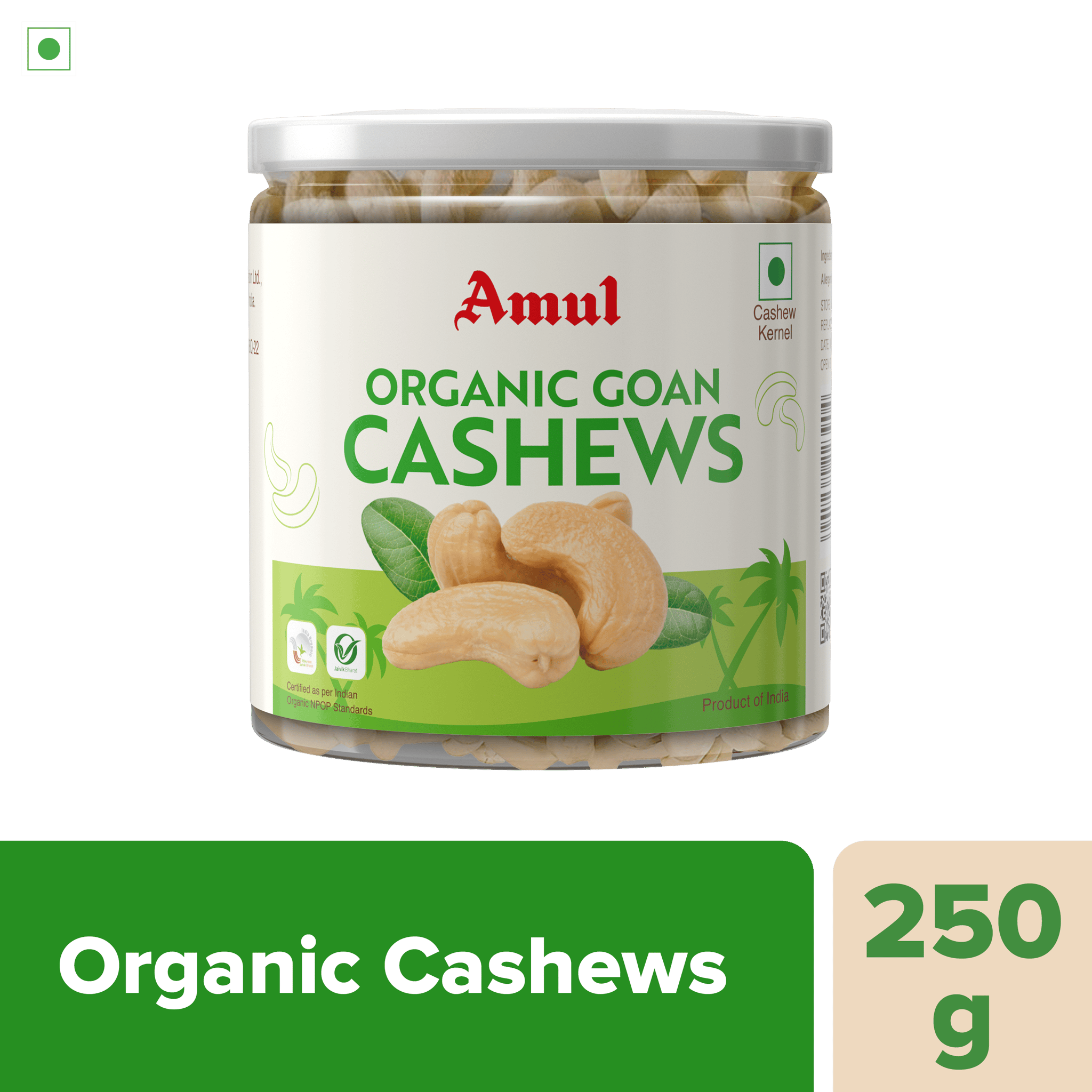 Amul Organic Goan Cashews, 250 g