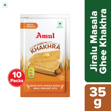 Amul Ghee Khakhra (Jiralu Masala), 35 g | Pack of 10
