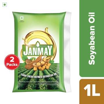 Janmay Farmfresh Refined Soyabean Oil Pouch, 1 L | Pack of 2