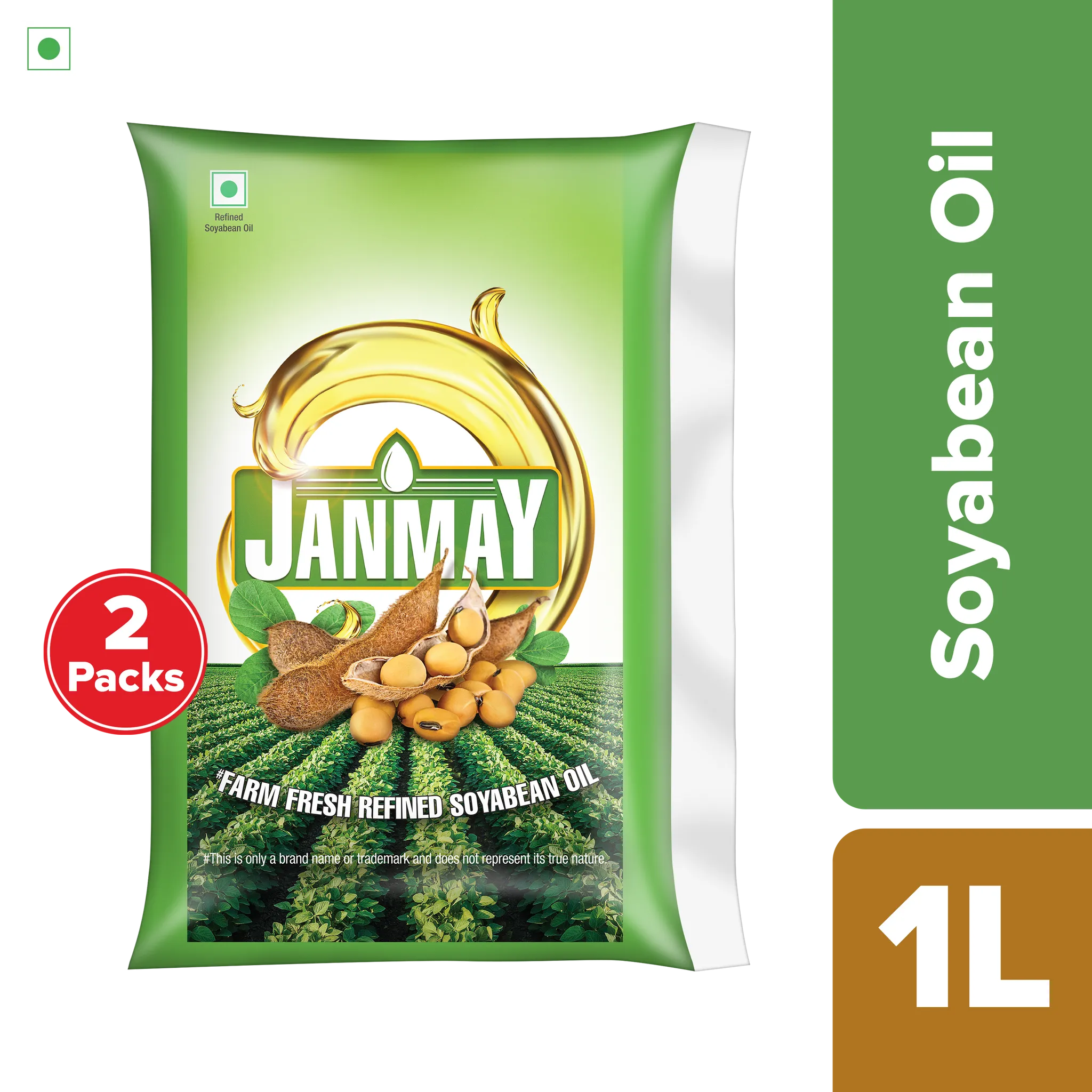 Janmay Farmfresh Refined Soyabean Oil Pouch, 1 L | Pack of 2