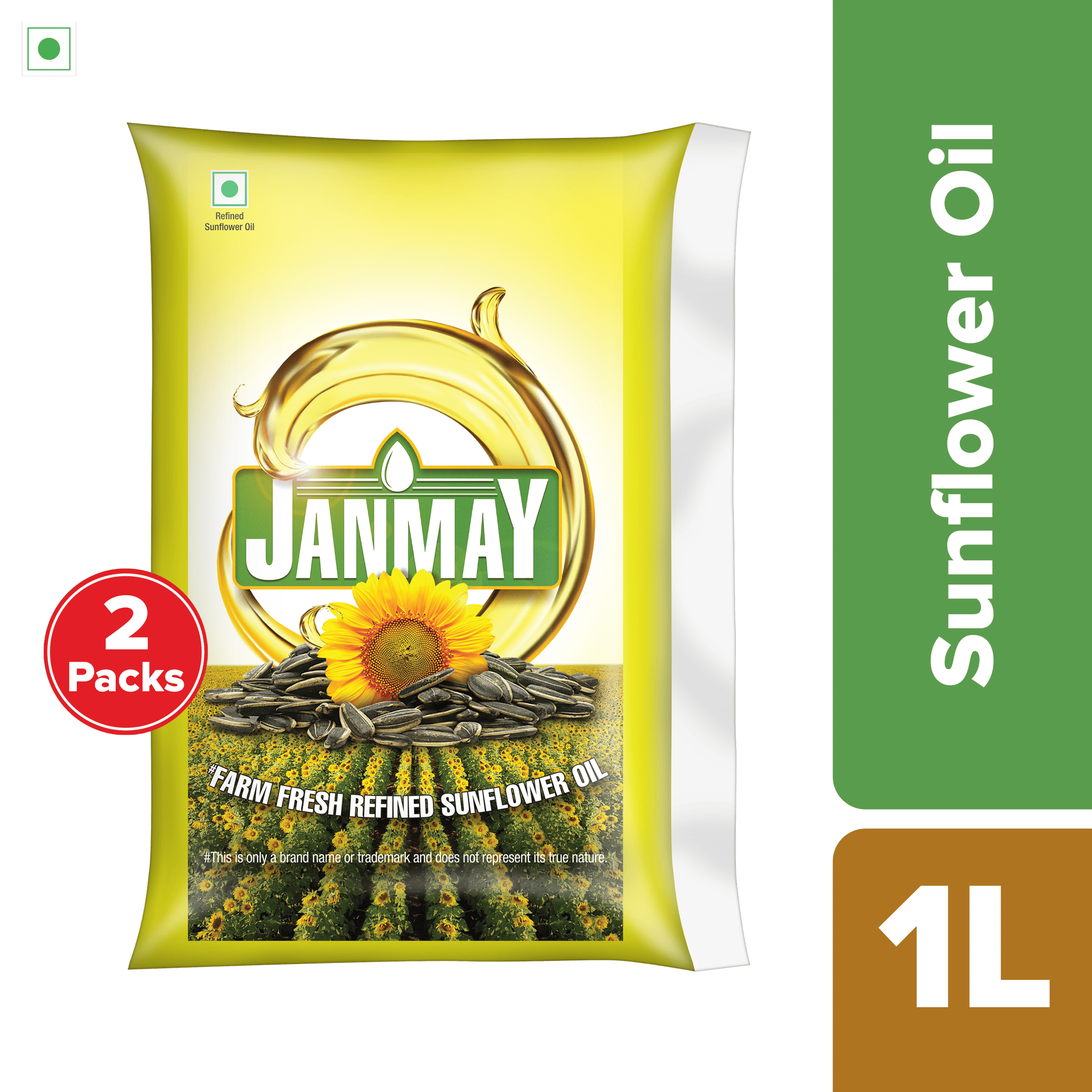 Janmay Farmfresh Refined Sunflower Oil Pouch, 1 L | Pack of 2